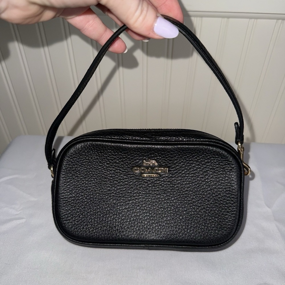 Coach C9932 Pebbled Leather Jamie Wristlet Clutch Small Handbag Purse Black